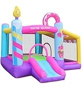 Doctor Dolphin Pink Casa inflable de la despedida con y soplador para niños pequeños al aire libre o interior B...